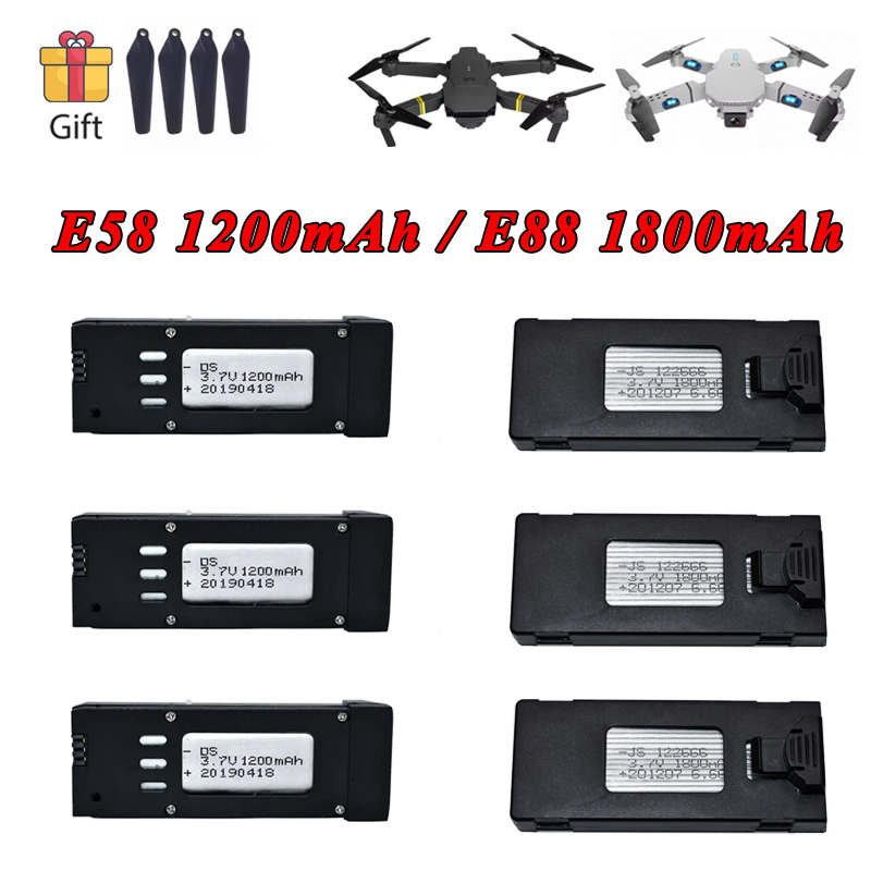 3.7V 1200mAh 1800mAh Lipo Batt - Eachine Drone E58 recension och pris